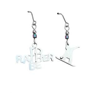 NEW CLOSE 2 UR HEART women's i'd rather be snowboarding earrings in stainless st